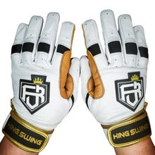 Load image into Gallery viewer, WRAP AROUND CUFF BATTING GLOVES WHITE