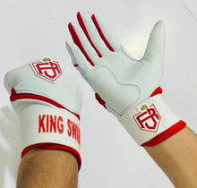 Load image into Gallery viewer, WRAP AROUND CUFF BATTING GLOVES RED &amp; WHITES
